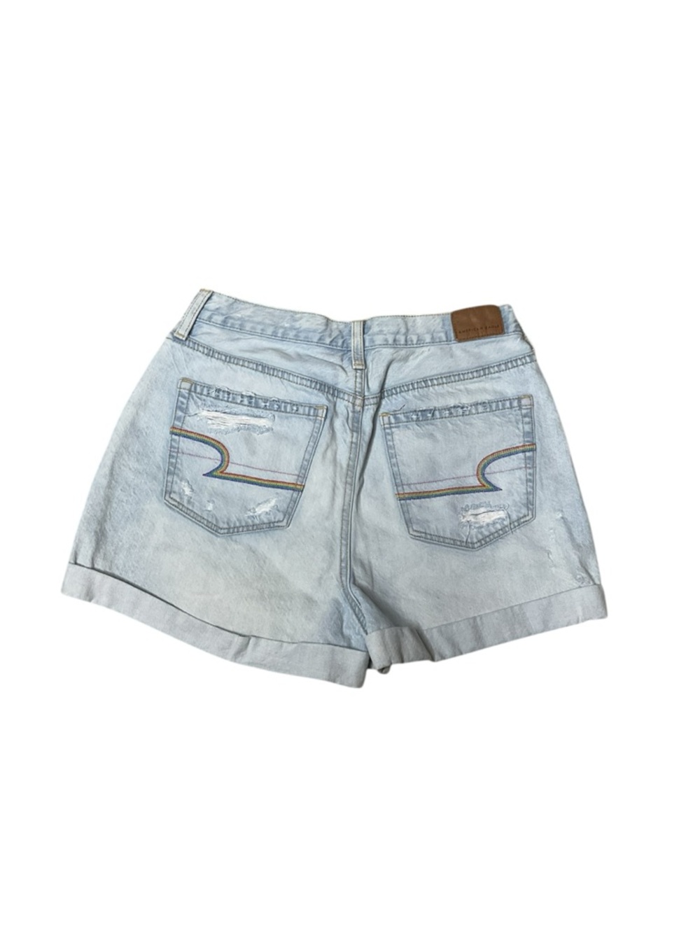 Light Wash Distressed Denim Shorts - Women - Picture 3 of 7